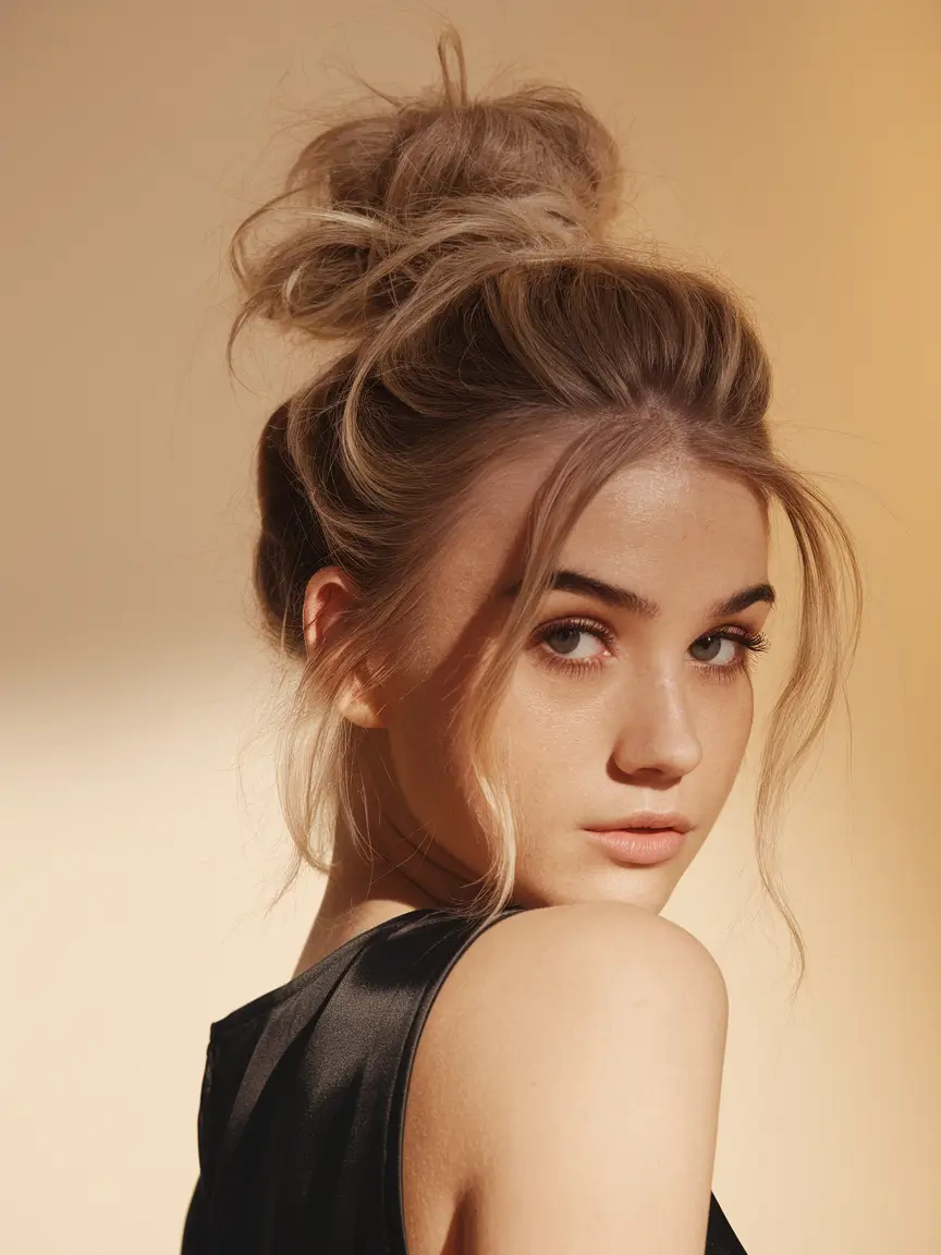 easy summer updos for medium length hair simple messy textured bun