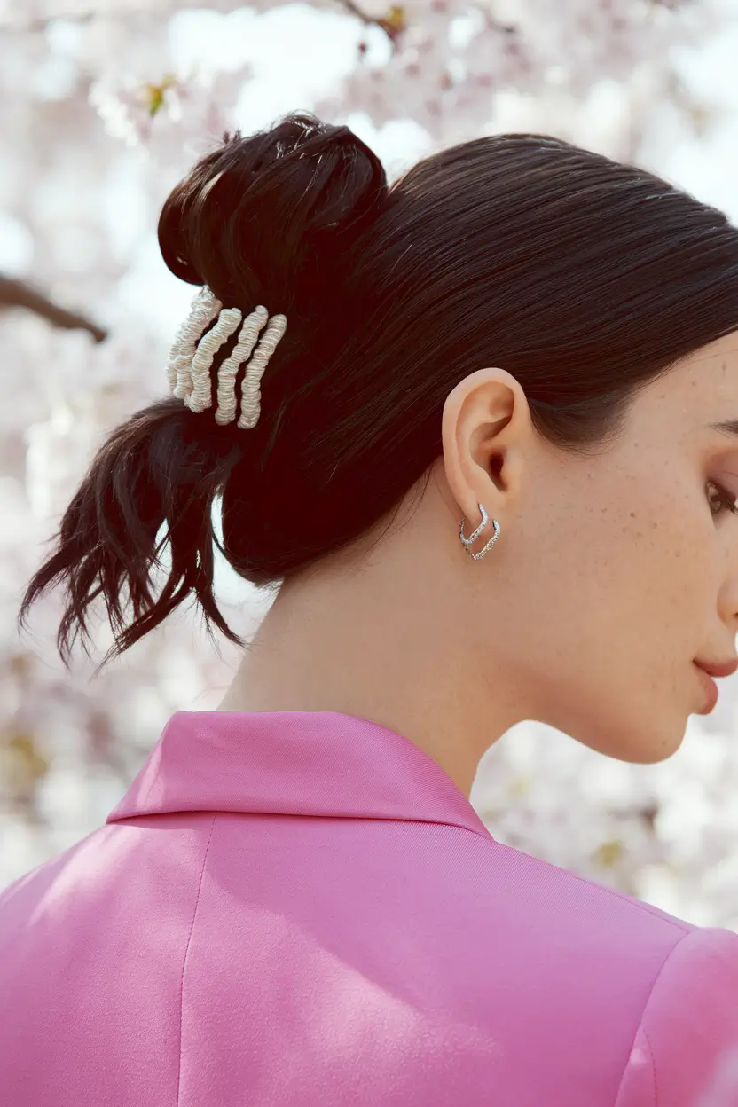 easy & Cute hairstyles - Summer 2025 Pearl Claw Clip Twist with Chic Edge