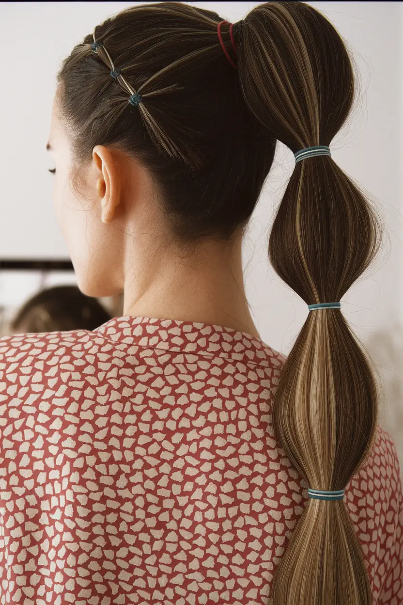 easy & Cute hairstyles - Summer 2025 Playful Bubble Ponytail with Accent Braids