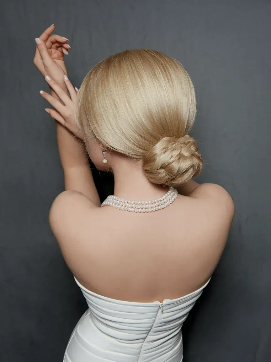 easy & Cute hairstyles - Summer 2025 Low Twisted Chignon with Pearl Glamour