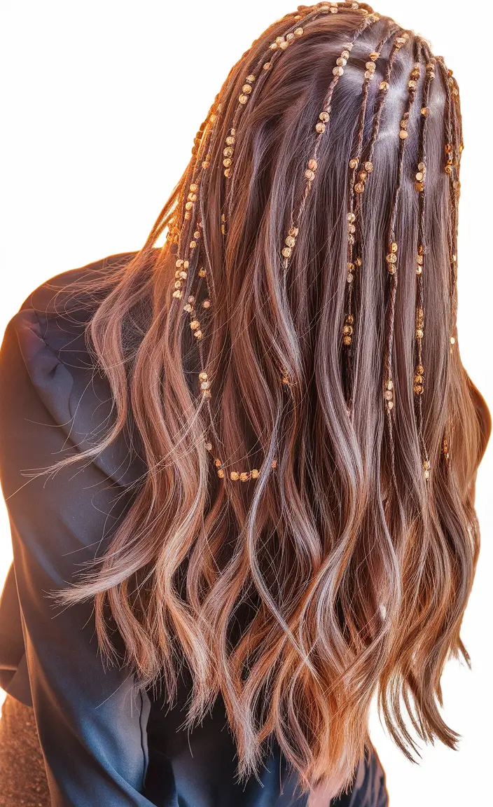 Fresh Summer Hairstyles for Teen Girls 2025 Beaded Micro Braids for a Festival Sparkle