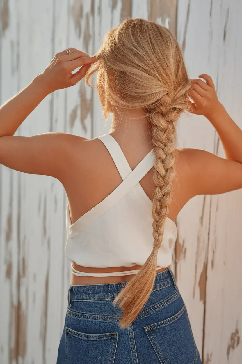 Fresh Swimming Hairstyles for Summer 2025 Romantic Low Braid with Beachy Volume