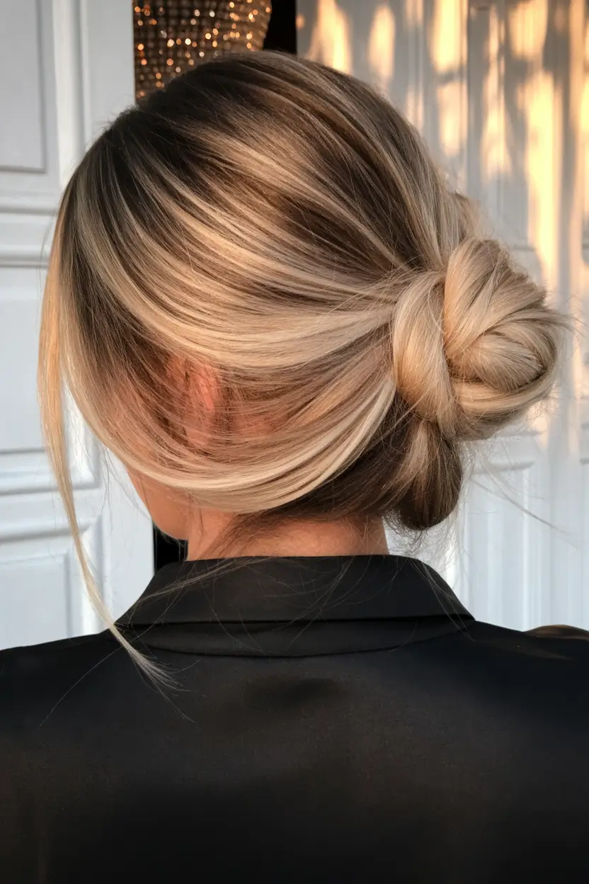 Fresh Swimming Hairstyles for Summer 2025 Classic Low Bun with Face-Framing Layers