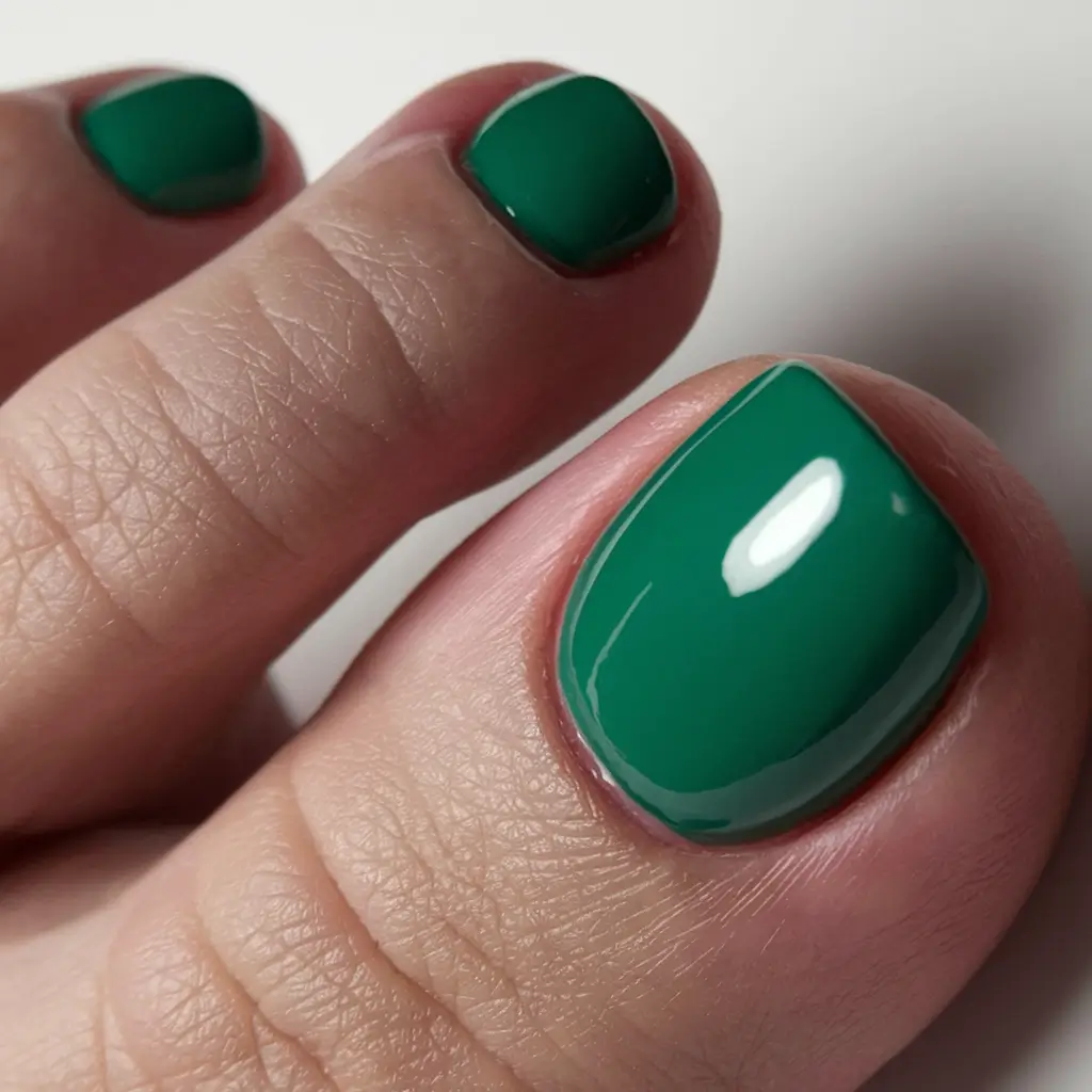 June 2025 Toe Nails for Sandal Season Emerald Poolside Perfection