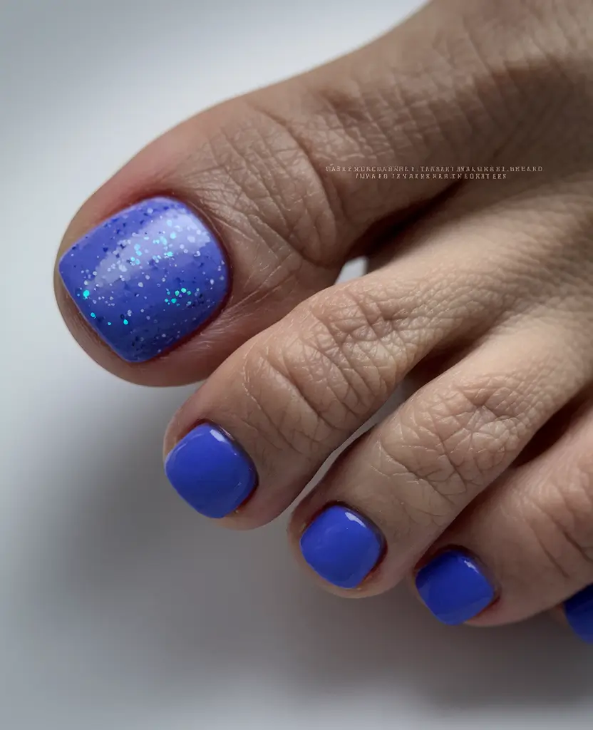 June 2025 Toe Nails for Sandal Season Ocean Depths in Electric Indigo