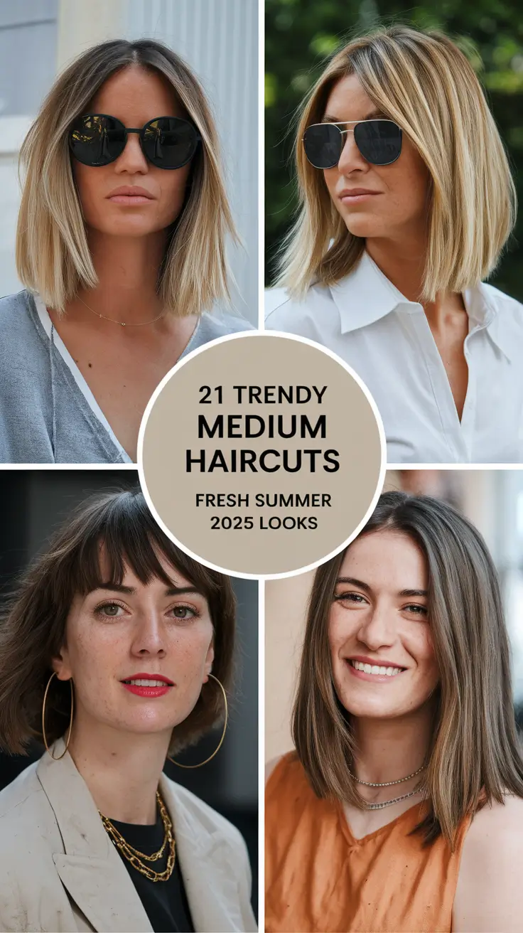 Trendy Medium Haircuts – Fresh Summer 2025 Looks for All Hair Types and Face Shapes