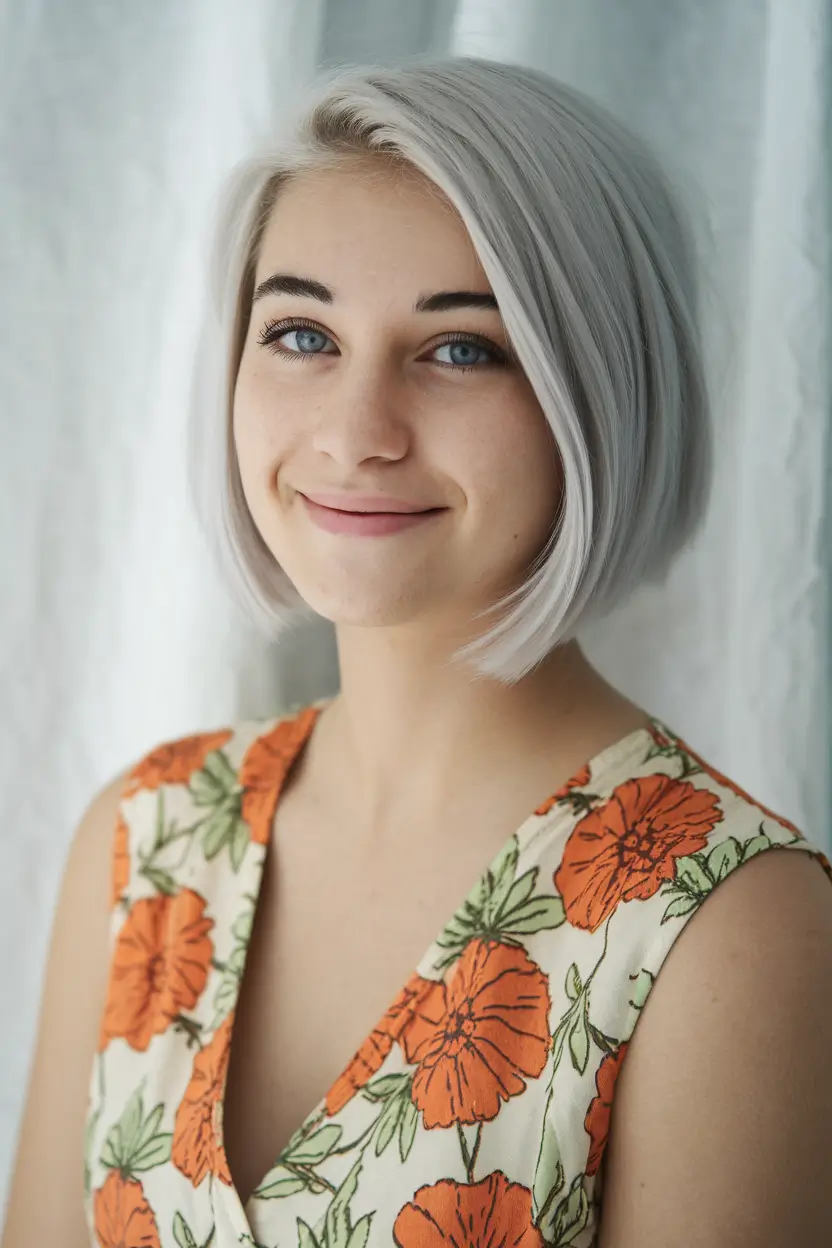 Short & Chic Summer Haircuts - Hot Trends 2025 Silver Frosted Sleek Bob