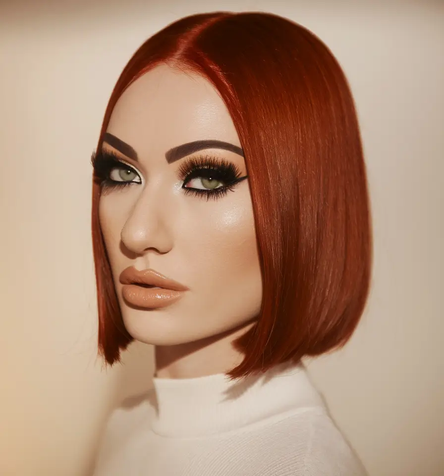 Short & Chic Summer Haircuts - Hot Trends 2025 Glossy Crimson Graphic Bob