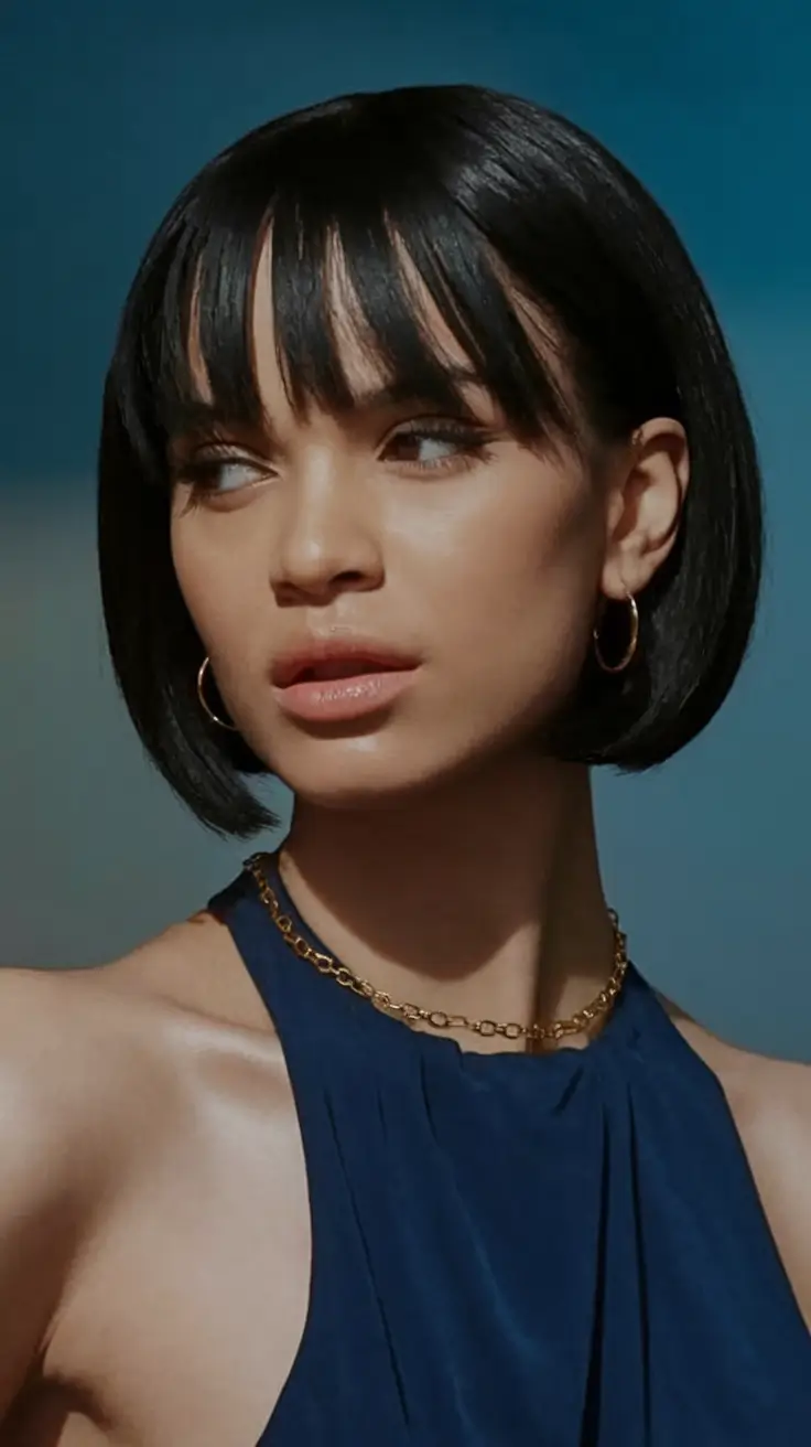 Short & Chic Summer Haircuts - Hot Trends 2025 Parisian Bob with Blunt Bangs