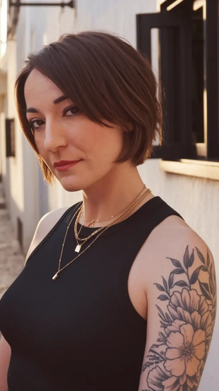 Short & Chic Summer Haircuts - Hot Trends 2025 Rounded Bob with Side Fringe