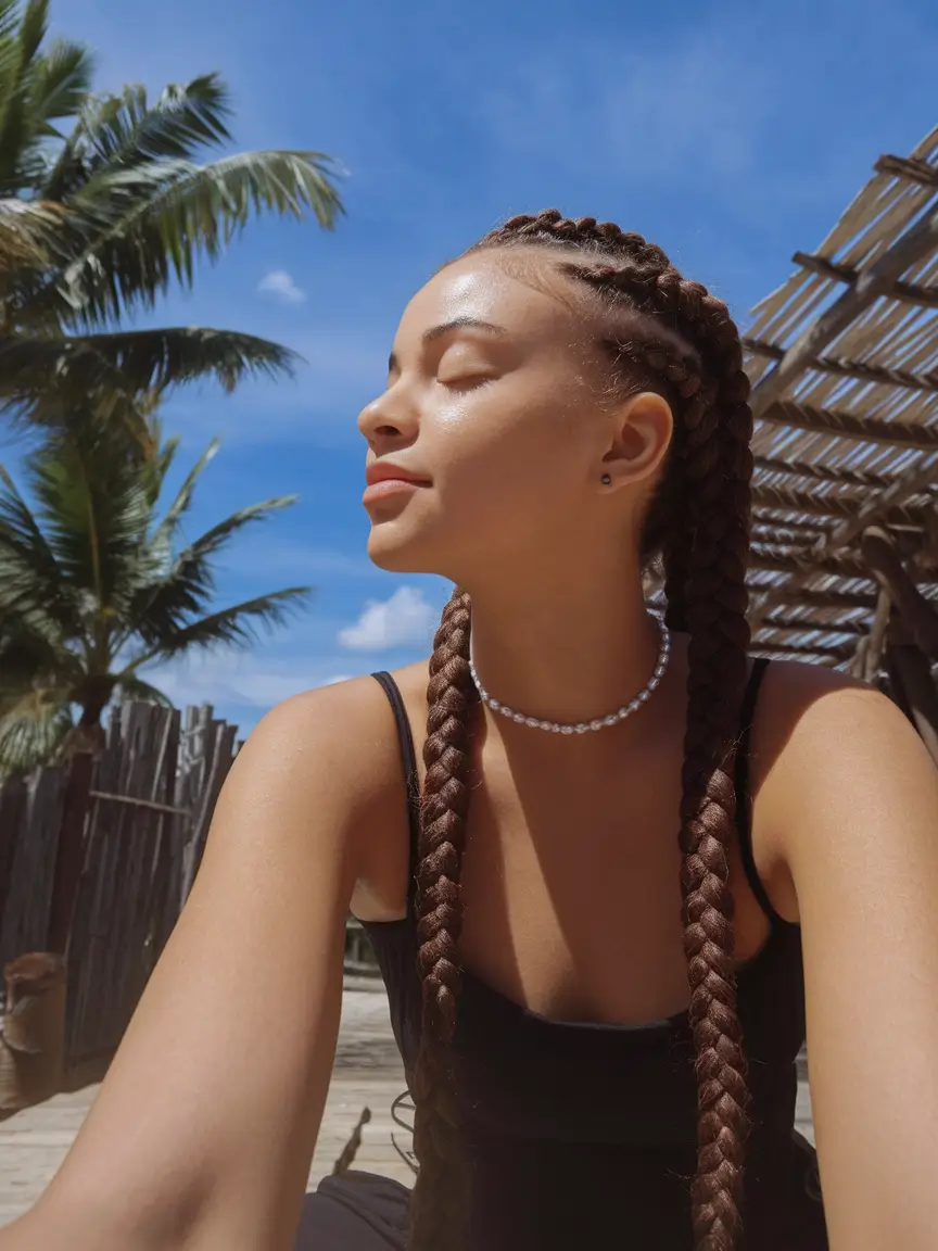 pool day hairstyles black women Double Dutch Braids with Shine and Strength