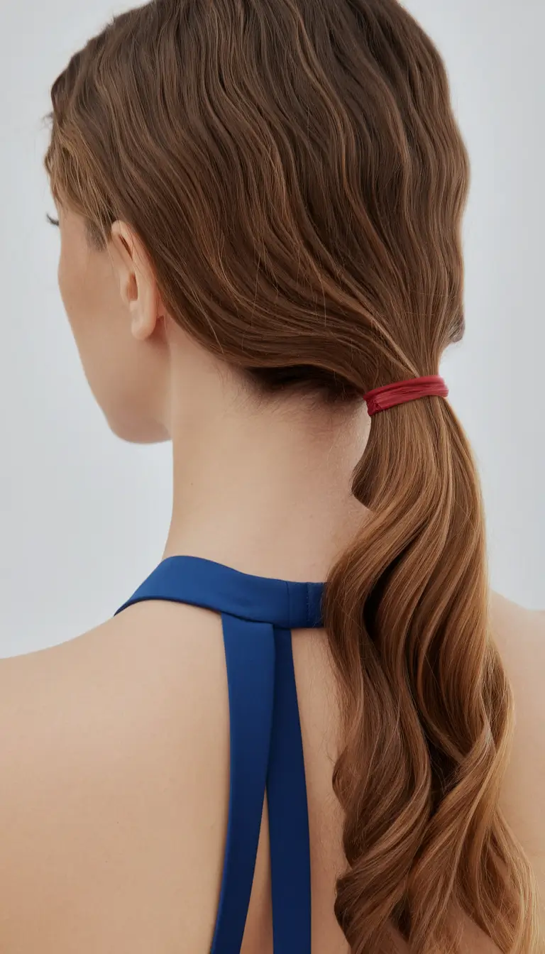 summer long hair Minimalist Twist with Red Elastic Accent