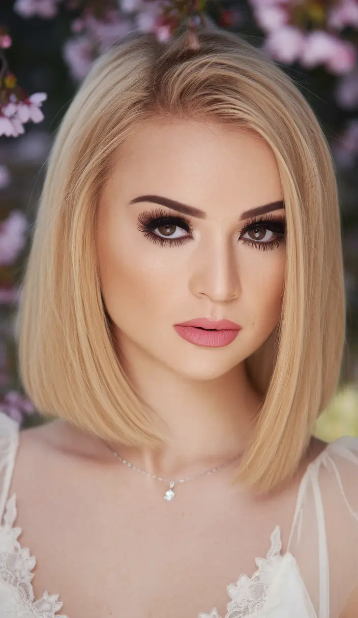 Sleek Platinum Blonde Bob - Summer 2025