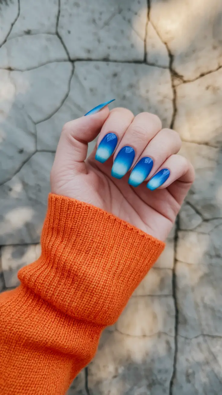 Summer 2025 Nail Designs to Try Ombre Ocean Blues with a Touch of Chill