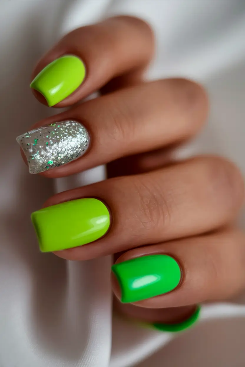 Summer 2025 Nail Designs to Try Lime Energy & Glitter Spark