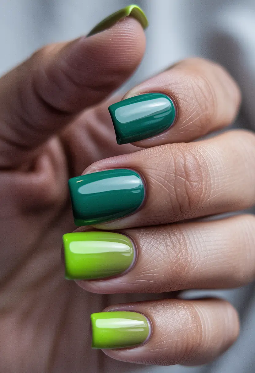 Summer 2025 Nail Designs to Try Gradient Greens, But Make It Glossy