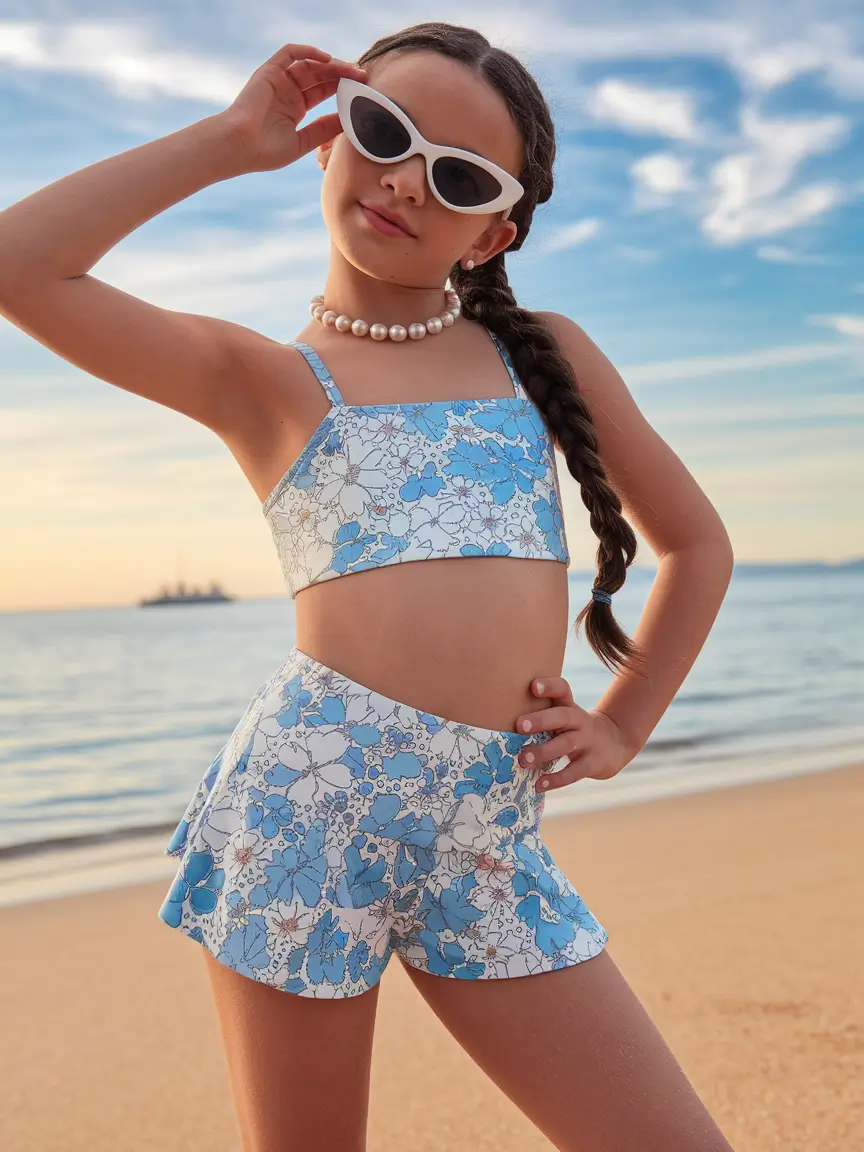 swimsuits for teen girls modest Retro Bloom & Power Pose