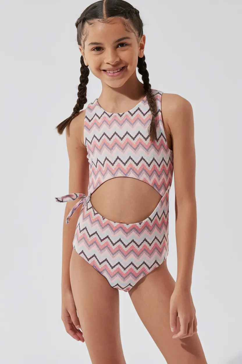 one piece swimsuit teen girl Zigzag Cutout Energy
