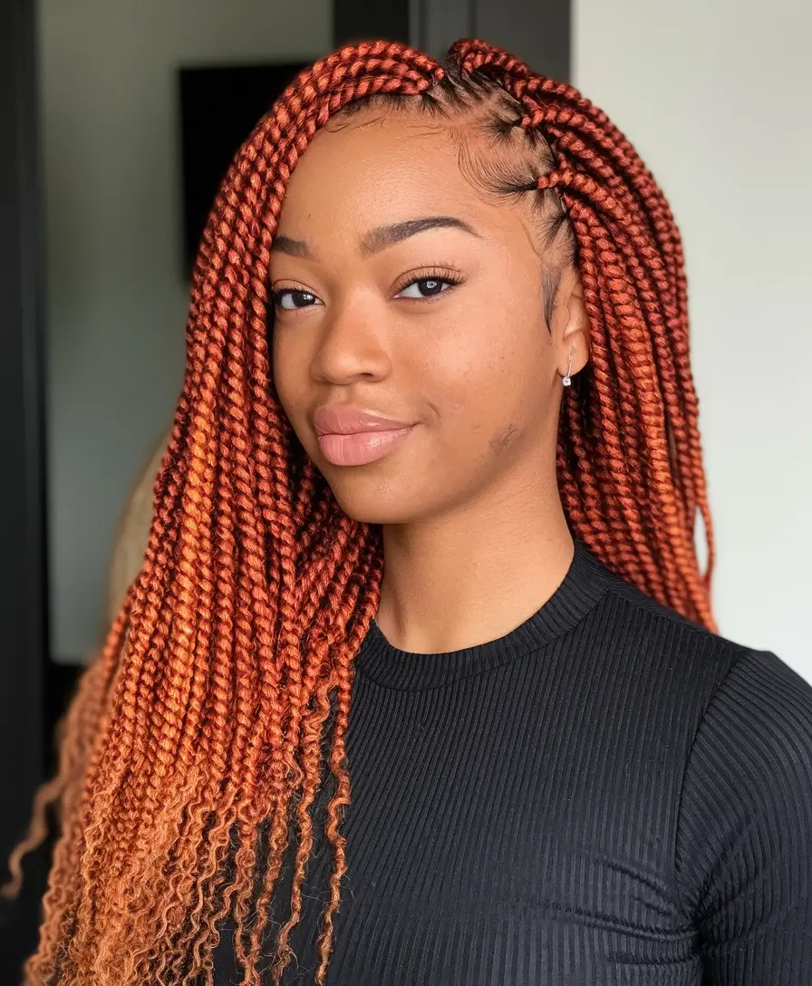 summer braids for black women 2025 Twist Braids in Spiced Copper Blend