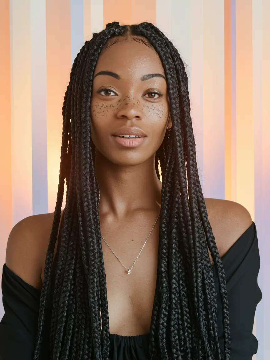 summer braids for black women 2025 Thick Long Braids with Soft Center Part