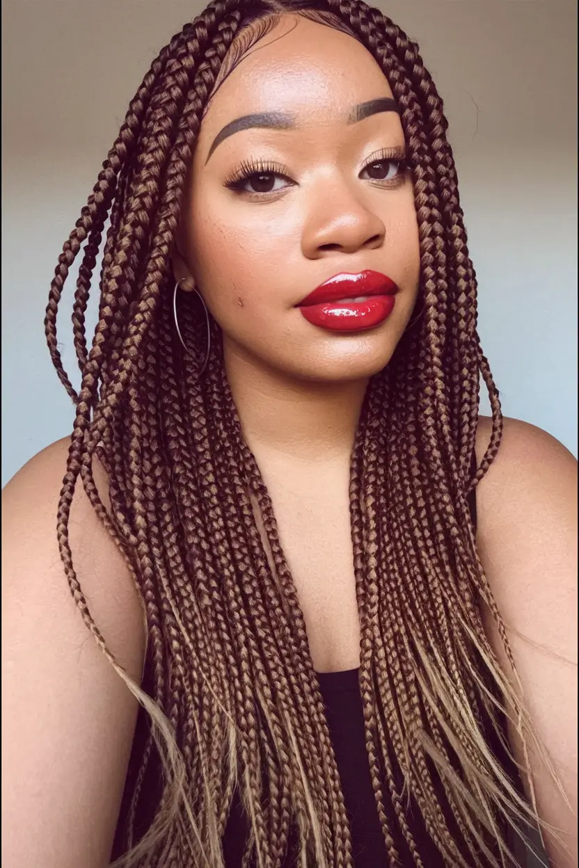 summer braids for black women 2025 Bronze Box Braids with Ombre Tips