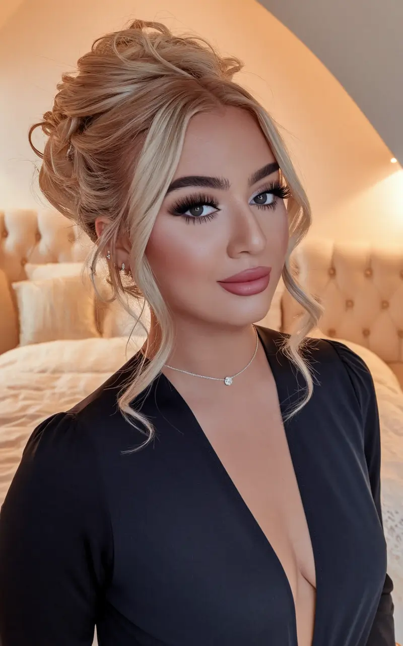 summer easy hairstyle for work 2025 Textured Updo with Front Tendrils