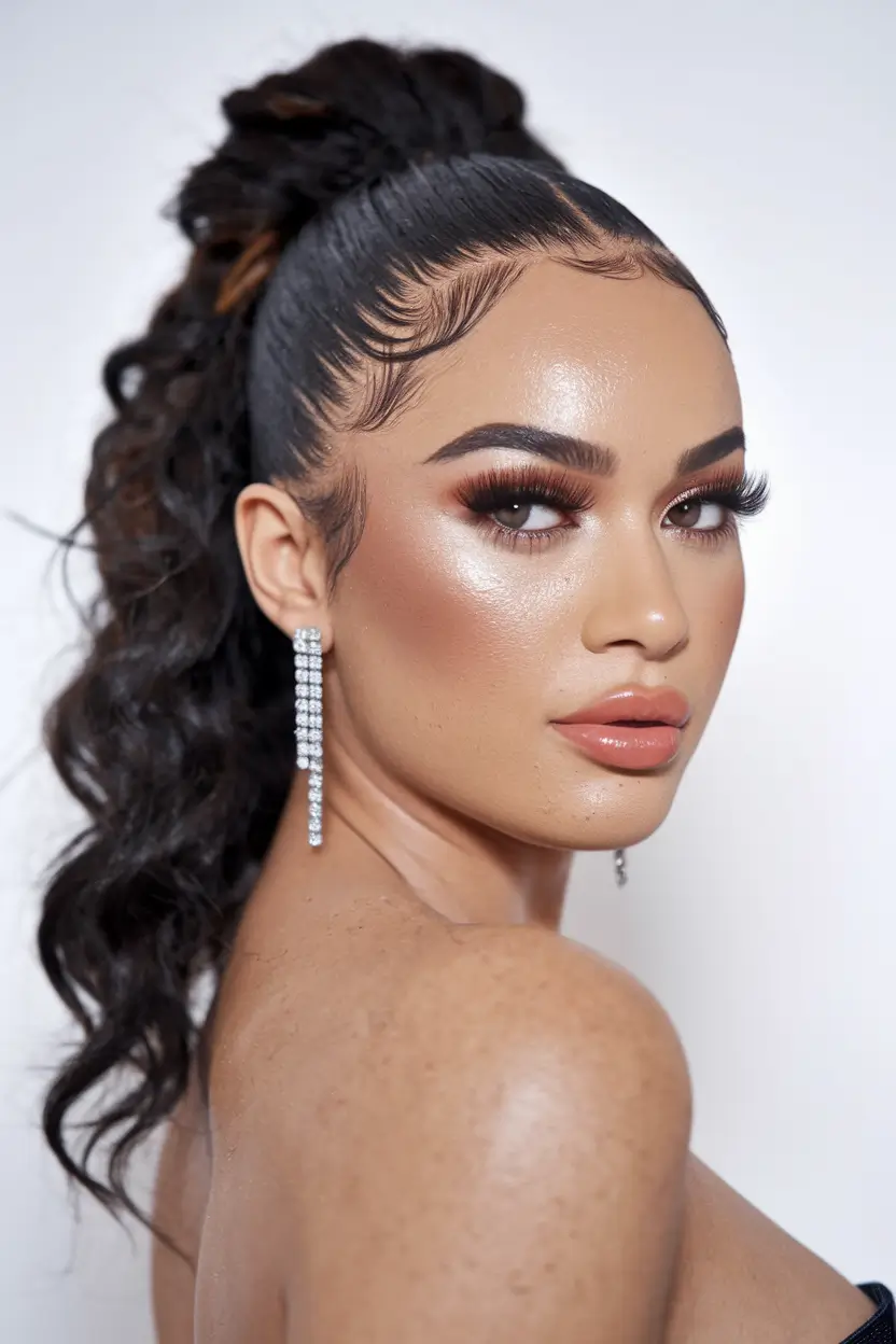 summer easy hairstyle for work 2025 Textured Pony with Laid Edges
