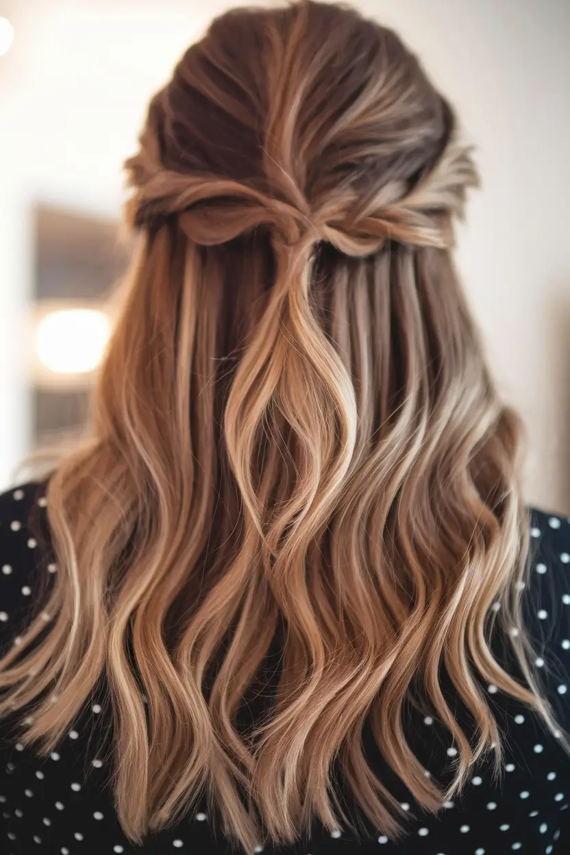 summer easy hairstyle for work 2025 Twisted Half-Up with Natural Flow