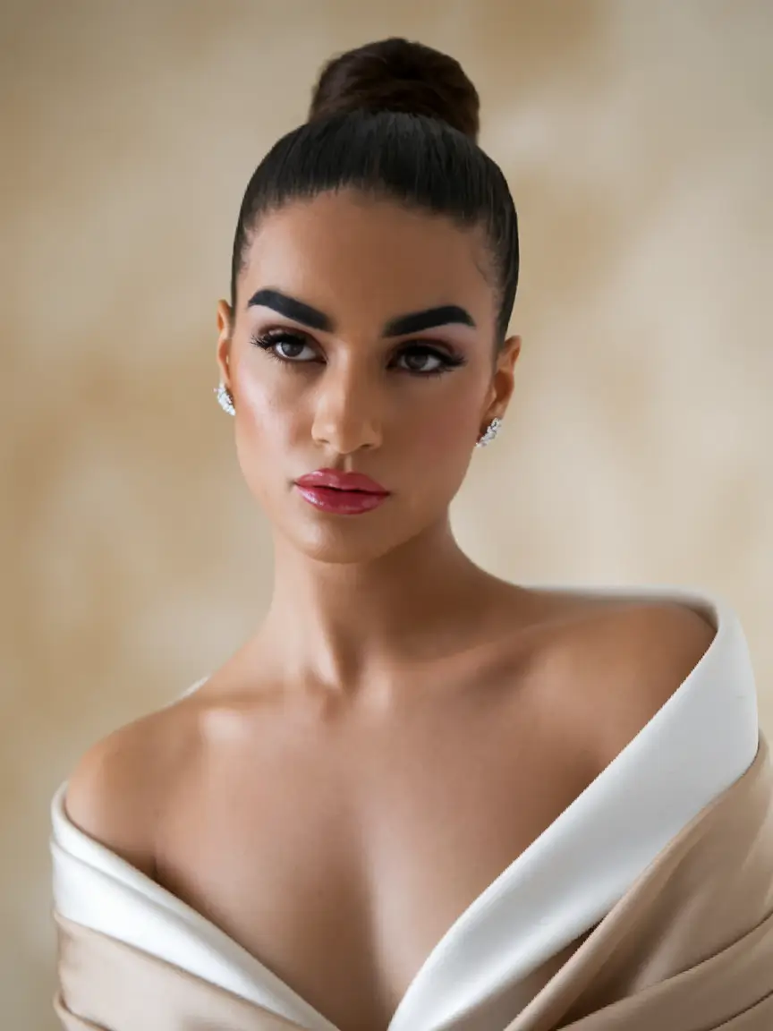 summer easy hairstyle for work 2025 Slicked-Back High Bun