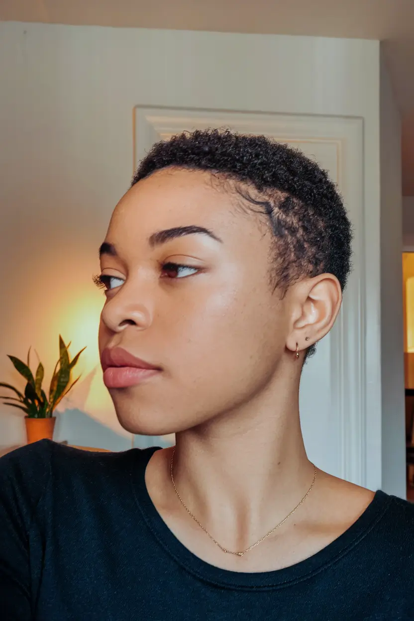 hairstyles black women natural hair Edgy Tapered Cut with Natural Curls