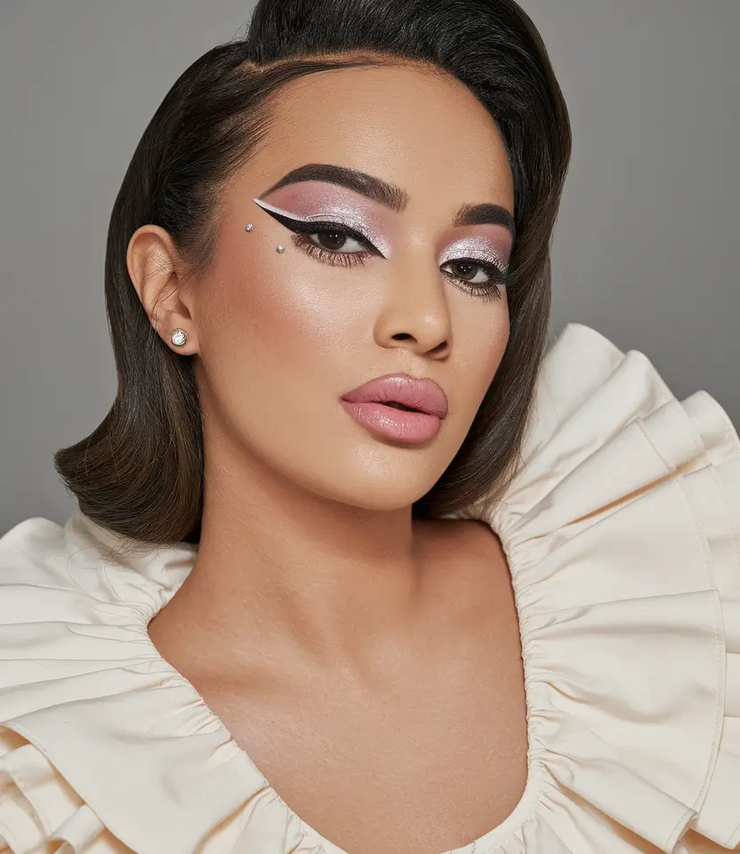 summer wedding hairstyles ideas 2025 romantic trends Vintage-Inspired Glam with Winged Liner