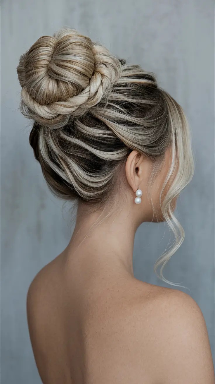 summer wedding hairstyles ideas 2025 romantic trends Braided Top Knot with Pearl Accents