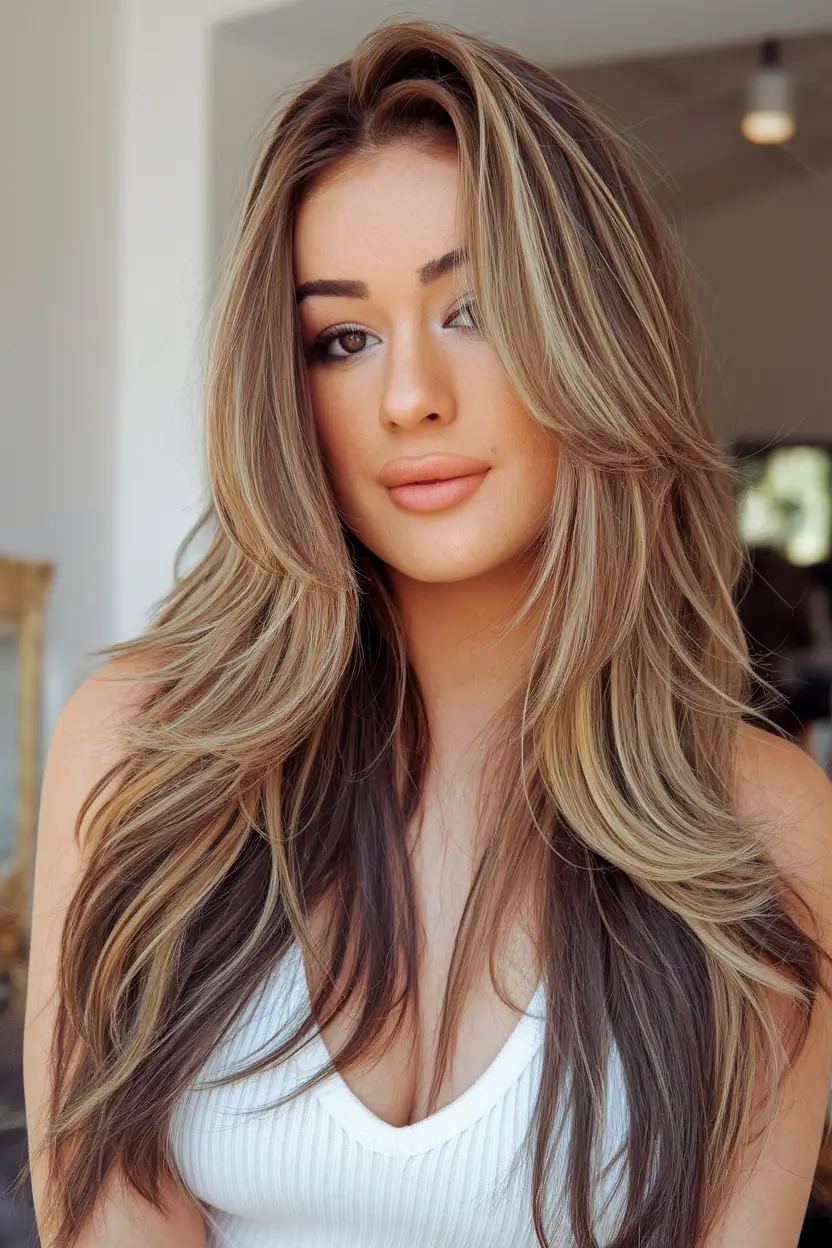 Sun-Kissed Highlight Ideas for Brunettes - Summer 2025! Sunlit Hazelnut Layers