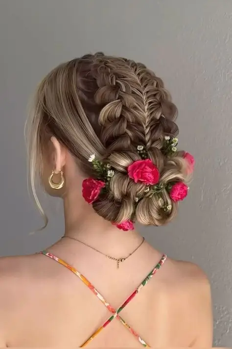 hairstyles ideas floral braid updo