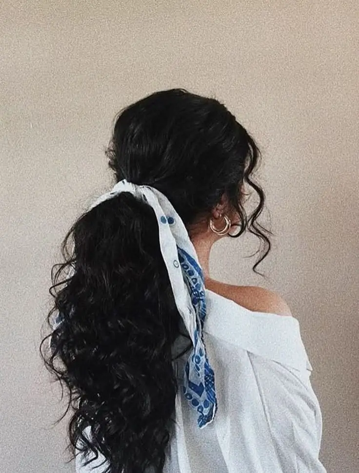hairstyles ideas textured ponytail with scarf