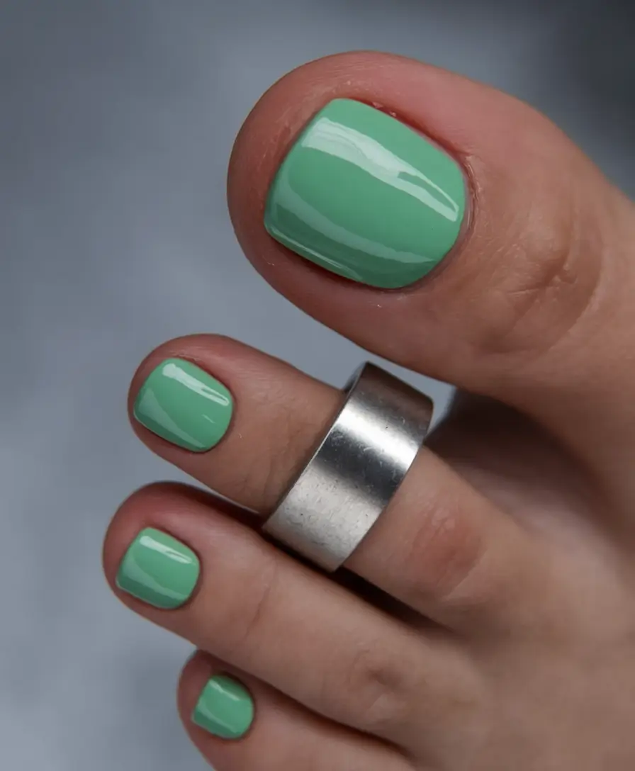 Toe Designs to Try in Summer 2025 Mint Green Splash for Beachy Days