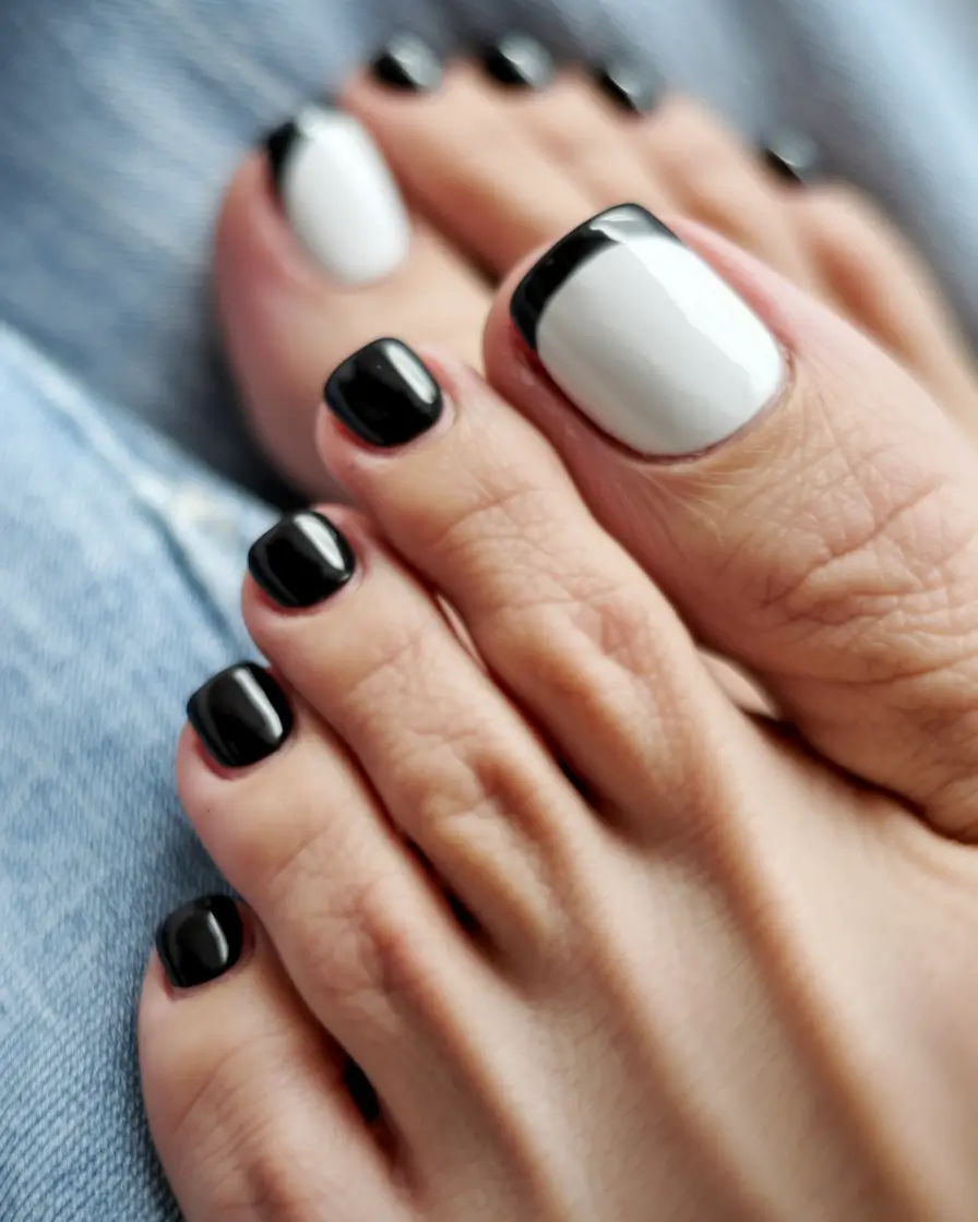 Toe Designs to Try in Summer 2025 Black & White Minimalist French