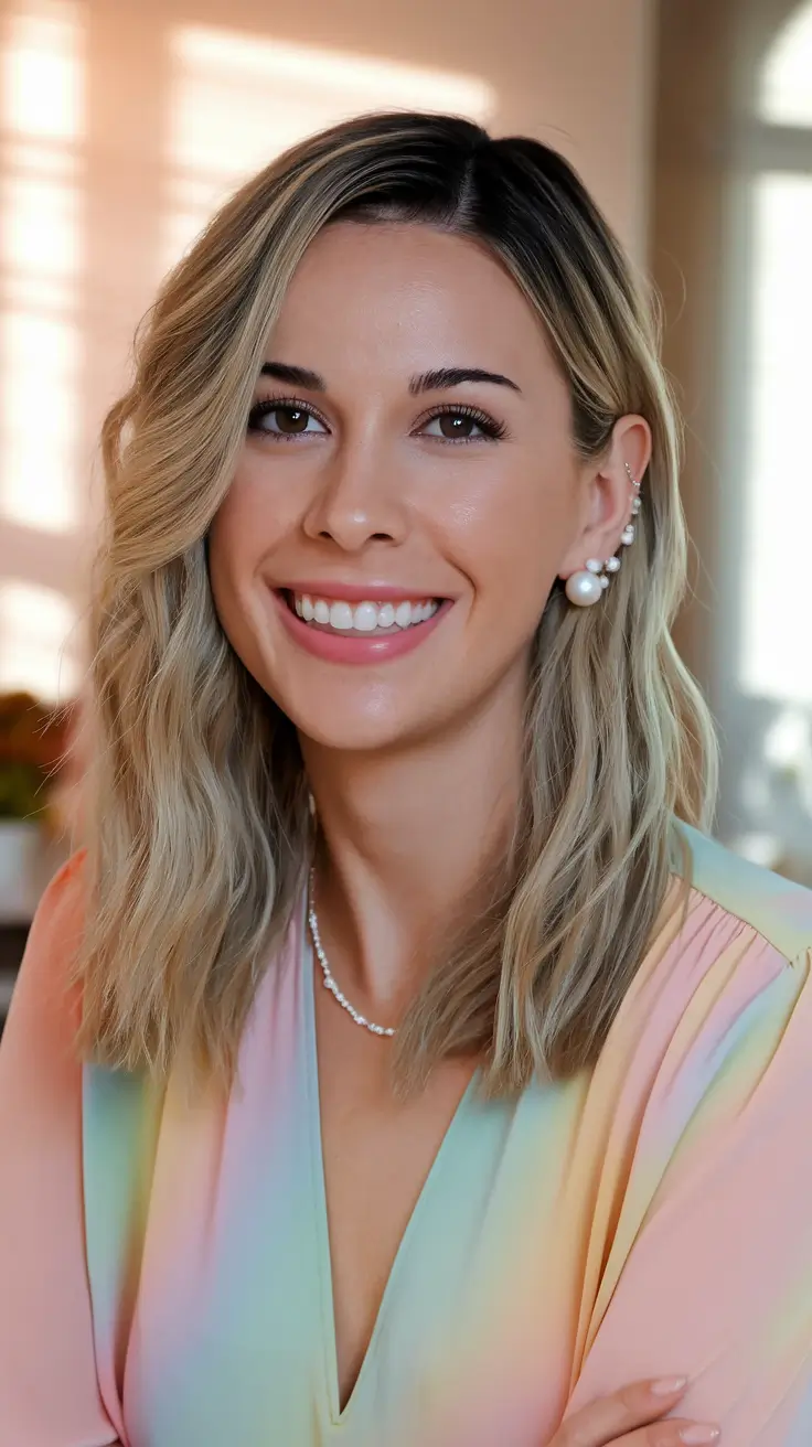 Trends 2025: Summer Highlights Ideas Soft Buttery Blonde Bob with Shadow Roots