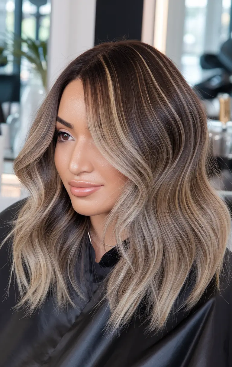 Trends 2025: Summer Highlights Ideas Dimensional Bronze Melt for Medium Length Hair