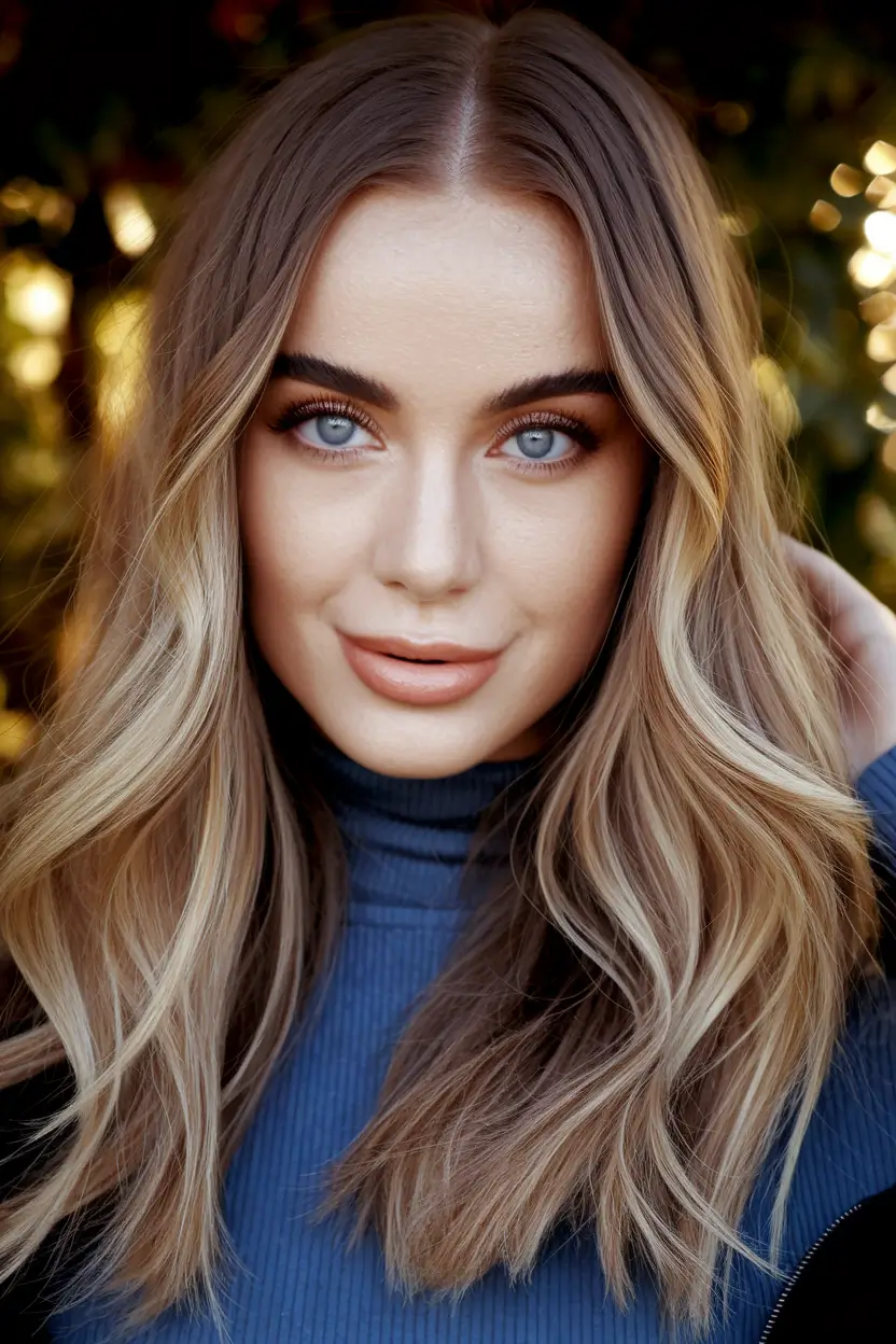 Trends 2025: Summer Highlights Ideas Golden Frame Layers for Blue Eyes