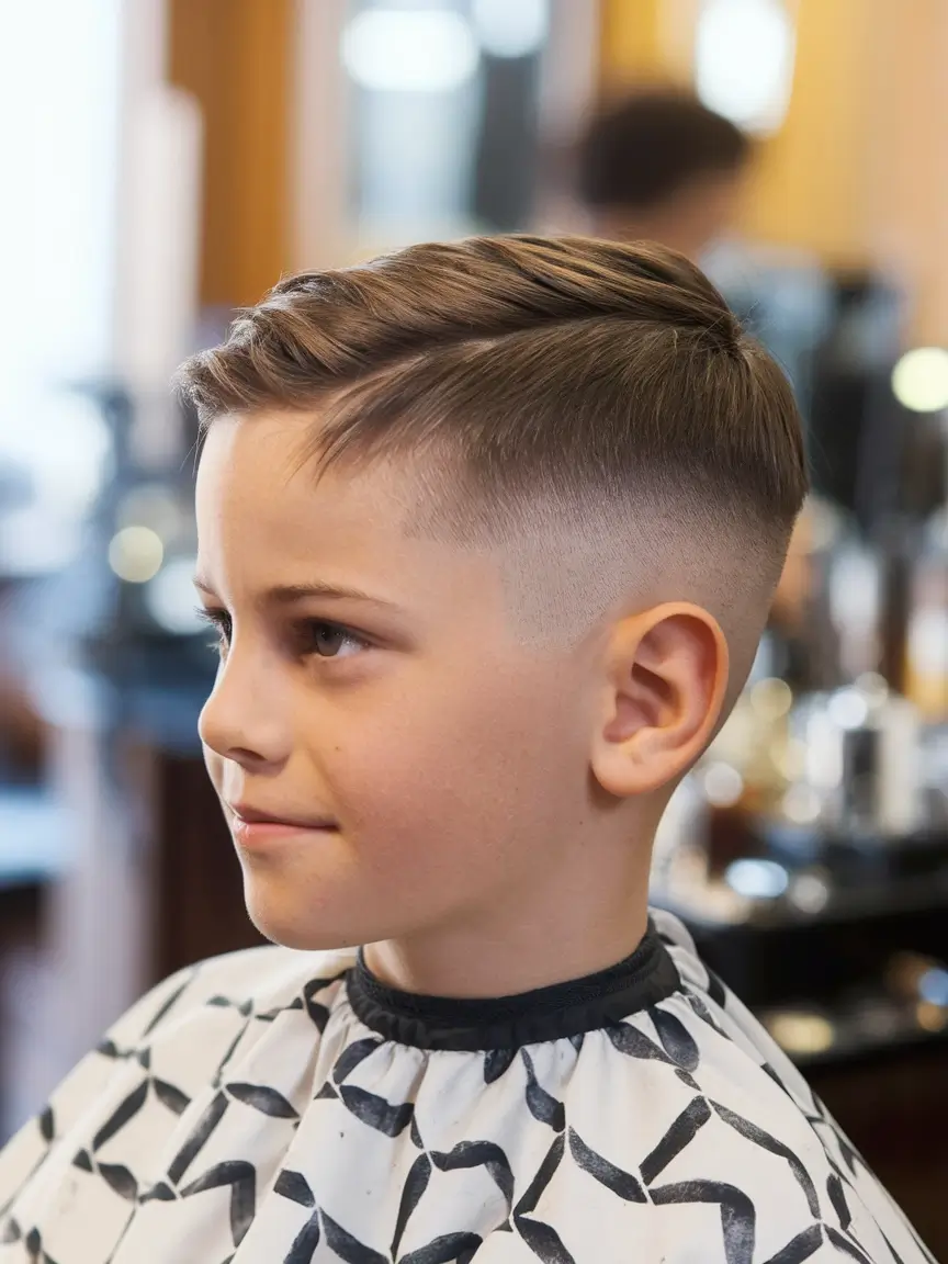 Trendy Boys Haircuts for Summer 2025 - Fresh Styles Polished Fade with Modern Side Sweep