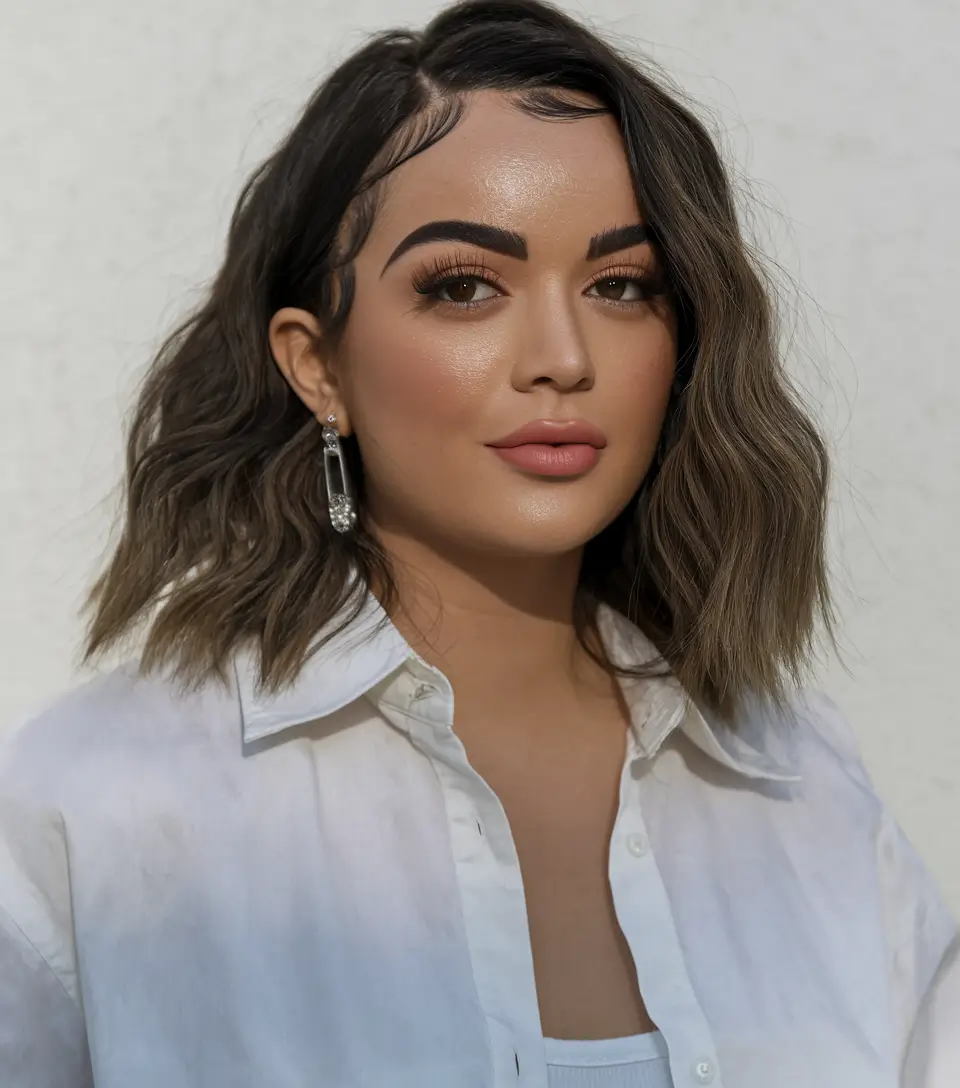 Trendy Medium Haircuts - Fresh Summer 2025 Looks Textured Medium Bob with Deep Side Part