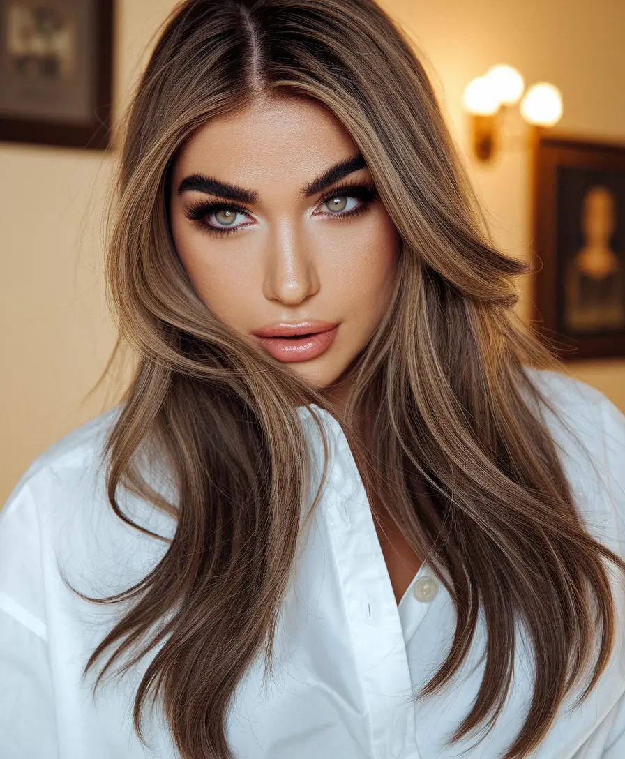 Trendy Medium Haircuts - Fresh Summer 2025 Looks Layered Brunette Blowout with Subtle Balayage