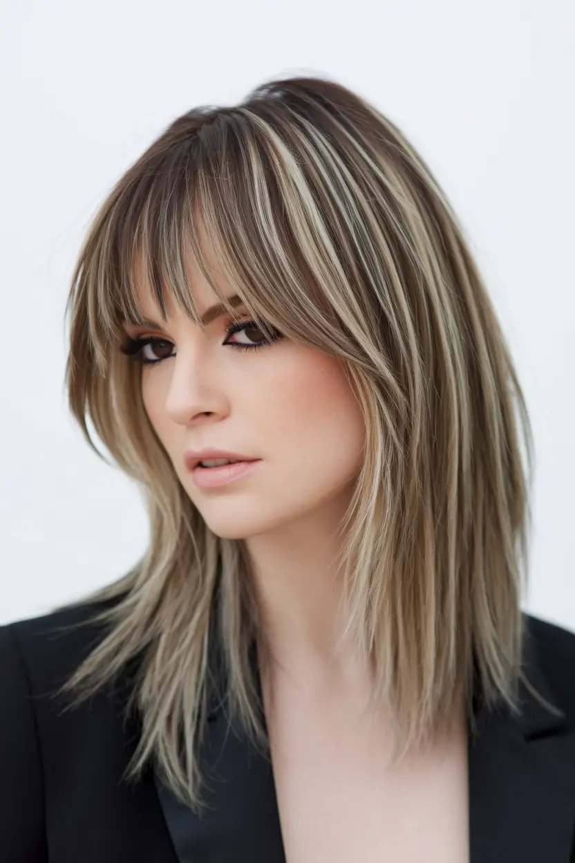 Trendy Medium Haircuts - Fresh Summer 2025 Looks Mid-Length Layers with Shaggy Fringe