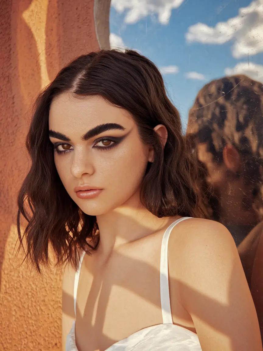 Trendy Medium Haircuts - Fresh Summer 2025 Looks Blunt Bob with Center Part and Deep Mocha Color