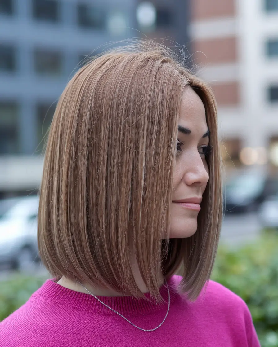 Trendy Medium Haircuts - Fresh Summer 2025 Looks Sleek Blonde Lob with Clean Lines
