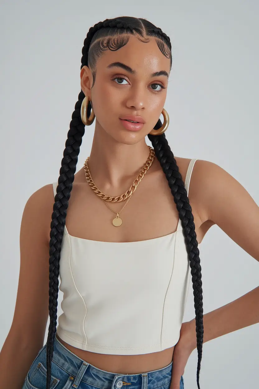 Vacation Hairstyles for Summer 2025: Chic Inspiration Statement Braids with Sculpted Edges