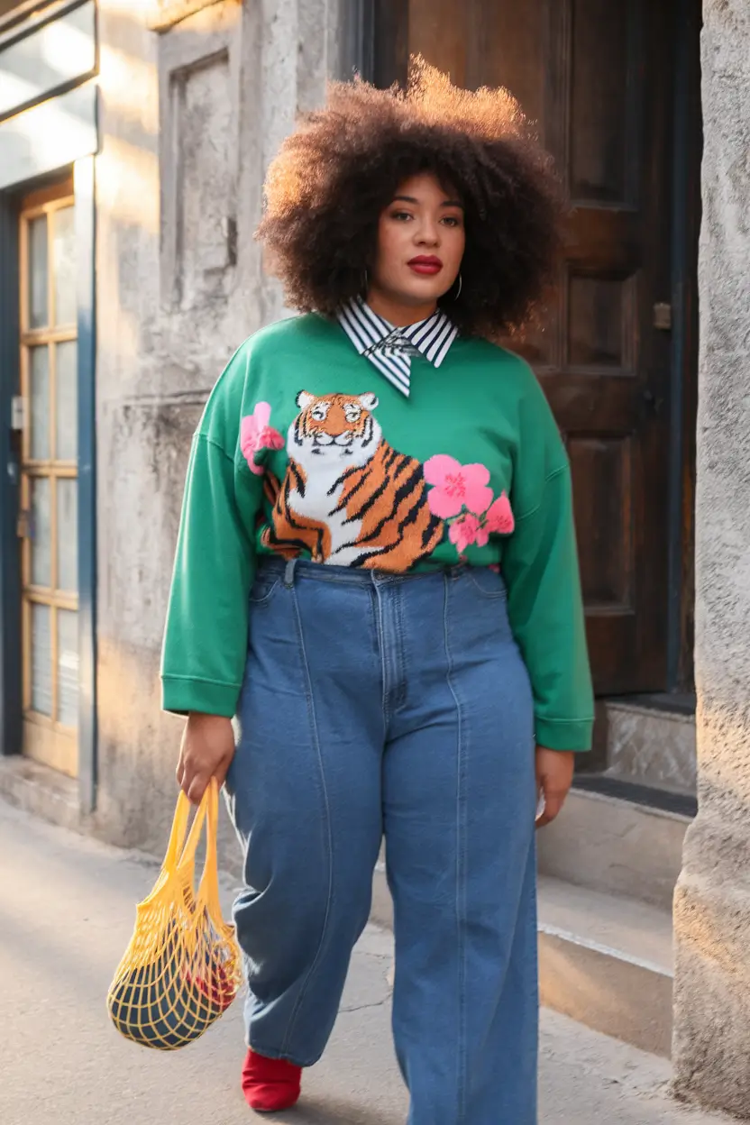 fall-plus-size-outfits-aesthetic-Unapologetically-Bold-in-Tiger-&-Denim