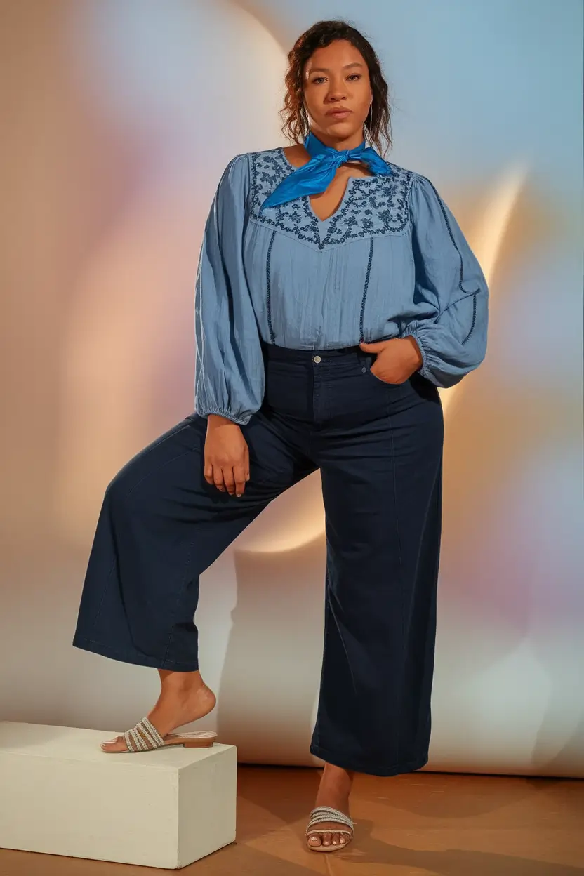 fall-plus-size-outfits-casual-comfy-Denim-on-Denim-Reinvented