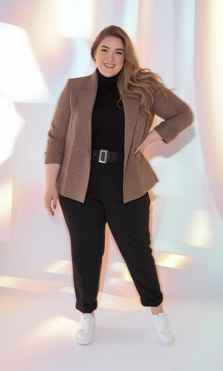 fall-plus-size-outfits-office-Boss-Energy-in-Blazer-and-Sneakers